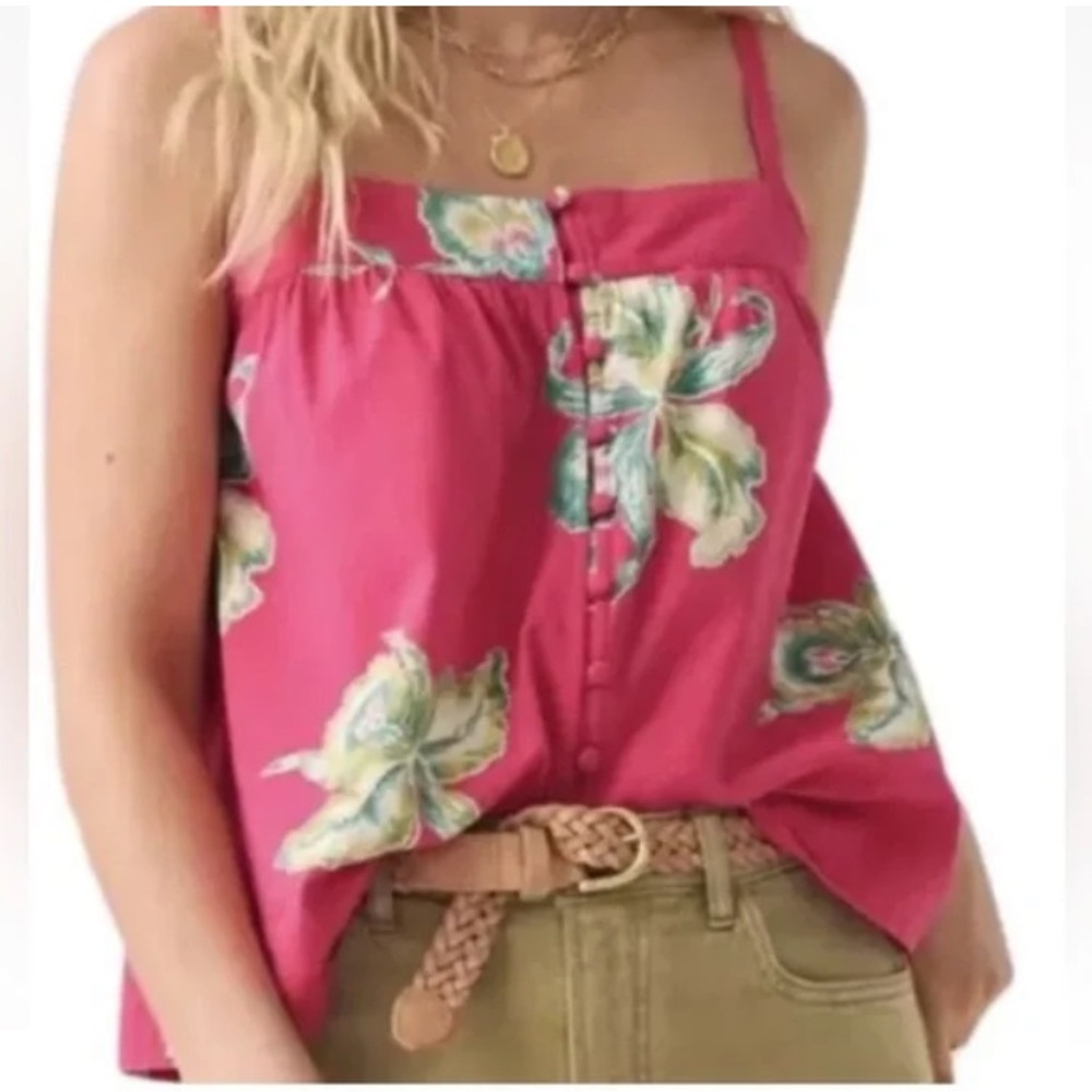 Faherty Marina Seersucker Top. Adjustable Straps. Size Large